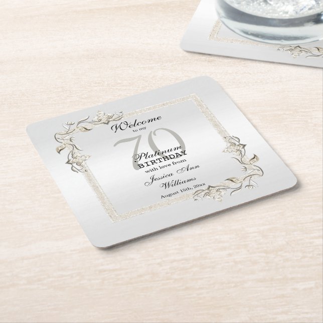Dessous De Verre Carré Posh 70e anniversaire Platinum (Incliné)