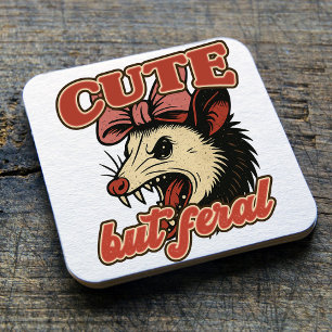 Dessous De Verre Carré Possum mignon mais féral : Humour Sarcastique Vint