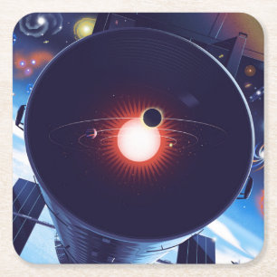 Dessous De Verre Carré Poster du télescope spatial Hubble.