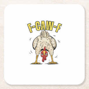 Dessous De Verre Carré Poulet Drôle F-Caw-F Coq de Campagne Poule