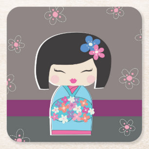 Dessous De Verre Carré Poupée Kokeshi