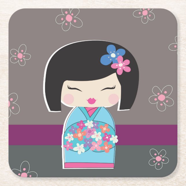 Dessous De Verre Carré Poupée Kokeshi (Devant)
