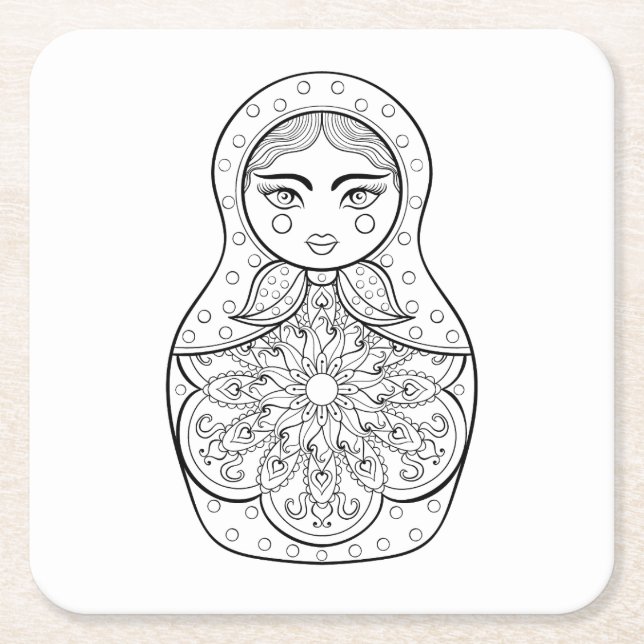 Dessous De Verre Carré Poupée russe élégante (Devant)