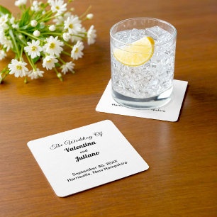 Dessous de verre carré pour mariage noir et blanc