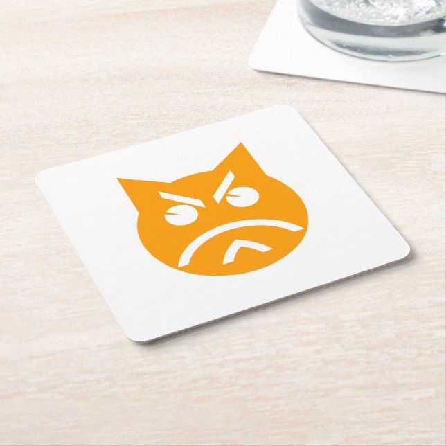 Dessous De Verre Carré Poussage Emoji Chat (Incliné)