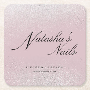 Dessous De Verre Carré Poussière Shimmer en argent et rose