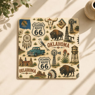 Dessous De Verre Carré Prairie Sips de la route 66 en Oklahoma