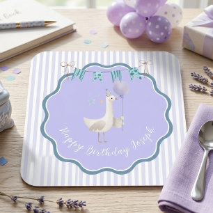 Dessous De Verre Carré Première année de Silly Goose Fête garçon lavande