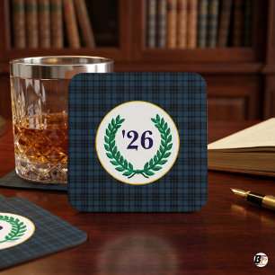 Dessous De Verre Carré Préparation Navy à carreaux Couronne de laurier 20