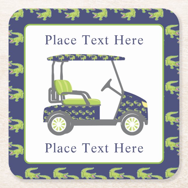 Dessous De Verre Carré Preppy Alligators Golf Cart (Devant)