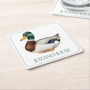 Dessous De Verre Carré Preppy Mallard Duck Personnalisé