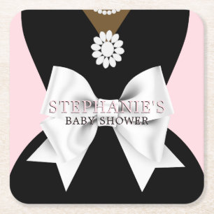 Dessous De Verre Carré Princesse rose pâle Baby shower Tiffany