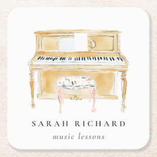 Dessous De Verre Carré Professeur de Musique Pianiste Élégant Aquarelle