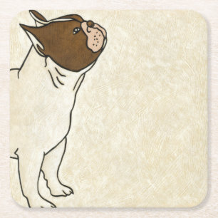 Dessous De Verre Carré Profil de bouledogue français recherchant