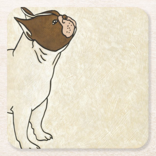 Dessous De Verre Carré Profil de French Bulldog En tête (Devant)