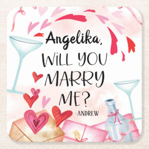 Dessous De Verre Carré Proposition de marriage   You Marry Me ? Custom