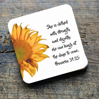 Dessous De Verre Carré Proverbes 31:25 Bible Verse Demi-tournesol Personn
