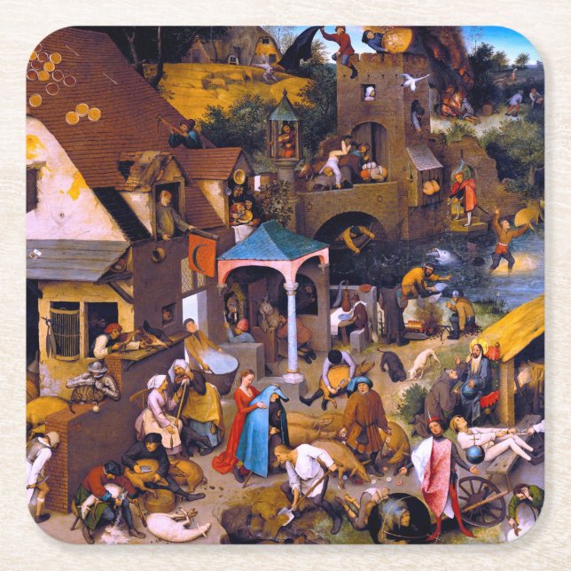 Dessous De Verre Carré Proverbes du Néerlandais, Pieter Bruegel l'Ancien (Devant)