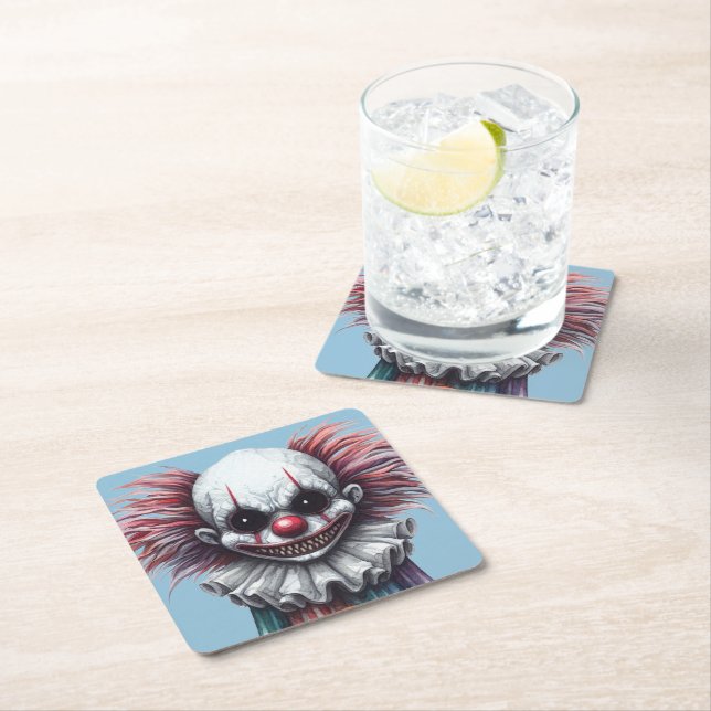 Dessous De Verre Carré Psycho Clown (En situation)