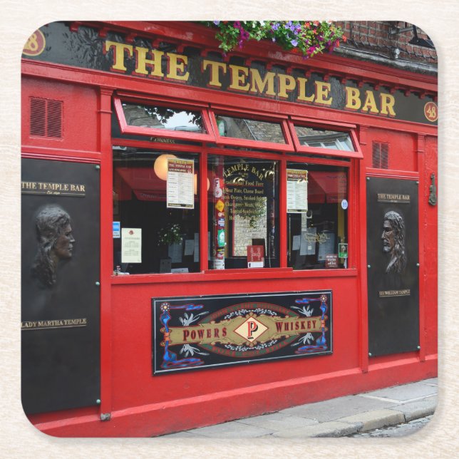Dessous De Verre Carré Pub rouge de barre de temple à Dublin (Devant)