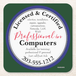 Dessous De Verre Carré Publicité pour les professionnels de l'informatiqu