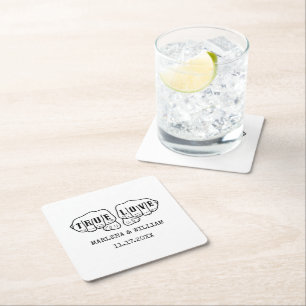 Dessous De Verre Carré Punk Rock Tattoo Mains Véritable Amour Minimaliste