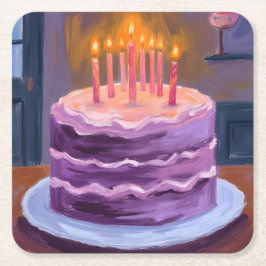 Dessous De Verre Carré Purple Birthday Cake Painting Birthday Party