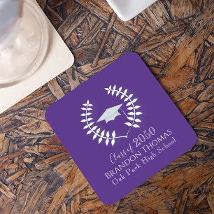 Dessous De Verre Carré Purple Classic Graduation Party Custom