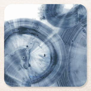 Dessous De Verre Carré Quasars - cercles bleus noirs d'encre