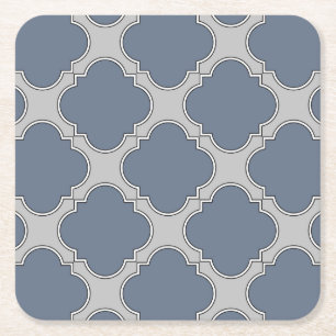 Dessous De Verre Carré Quatrefoil gris bleu
