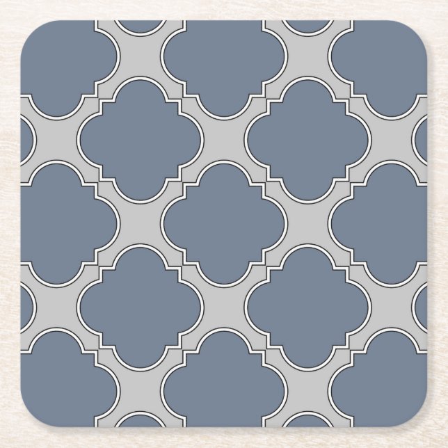 Dessous De Verre Carré Quatrefoil gris bleu (Devant)