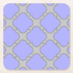 Dessous De Verre Carré Quatrefoil periwinkle et gris