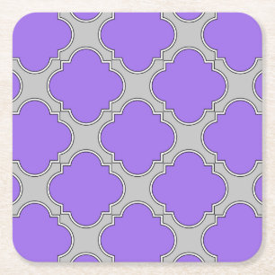 Dessous De Verre Carré Quatrefoil violet et gris