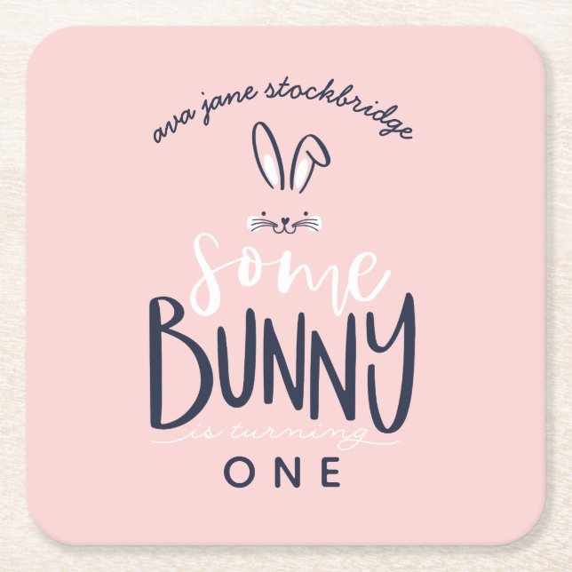 DESSOUS DE VERRE CARRÉ QUELQUES BUNNY ANNIVERSAIRE (Devant)