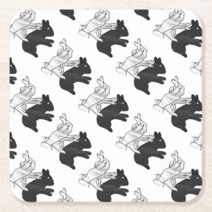 Dessous De Verre Carré Rabbit Silhouette main