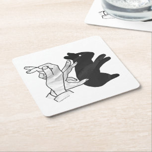Dessous De Verre Carré Rabbit Silhouette main