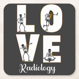 Dessous De Verre Carré Radiologie Love Radiologiste Skeleton XRay  