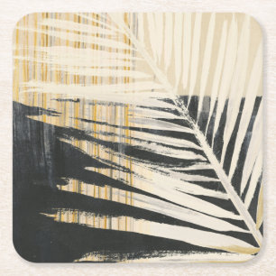 Dessous De Verre Carré Raffie d'or - Franges de palmiers