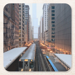 Dessous De Verre Carré Rail élevé Chicago du centre au-dessus de Wabash
