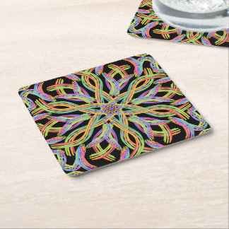 Dessous De Verre Carré Rainbow Colored String Rope Pattern Art