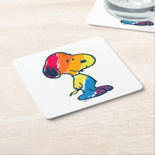 Dessous De Verre Carré Rainbow Snoopy