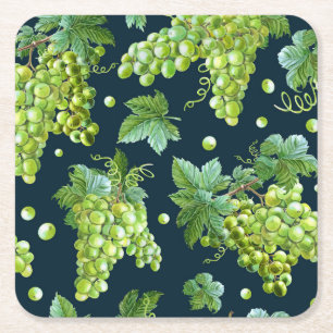 Dessous De Verre Carré Raisin vert : Aquarelle Motif foncé