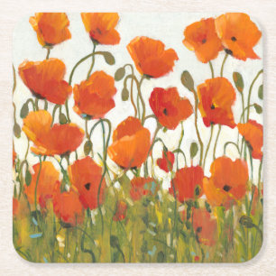 Dessous De Verre Carré Rangées des pavots I