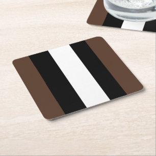 Dessous De Verre Carré rayures Brown, noir et blanc