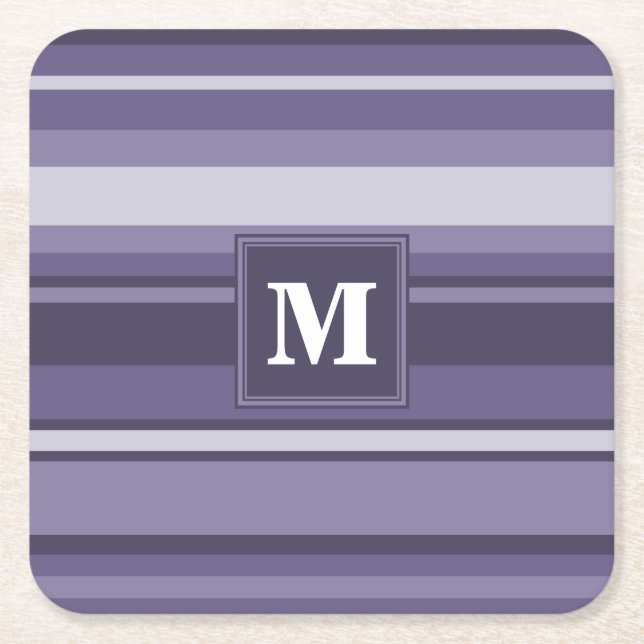 Dessous De Verre Carré Rayures violettes de cuir monogramme (Devant)