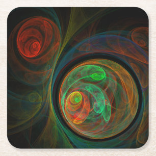 Dessous De Verre Carré Reborn Green Art Abstrait