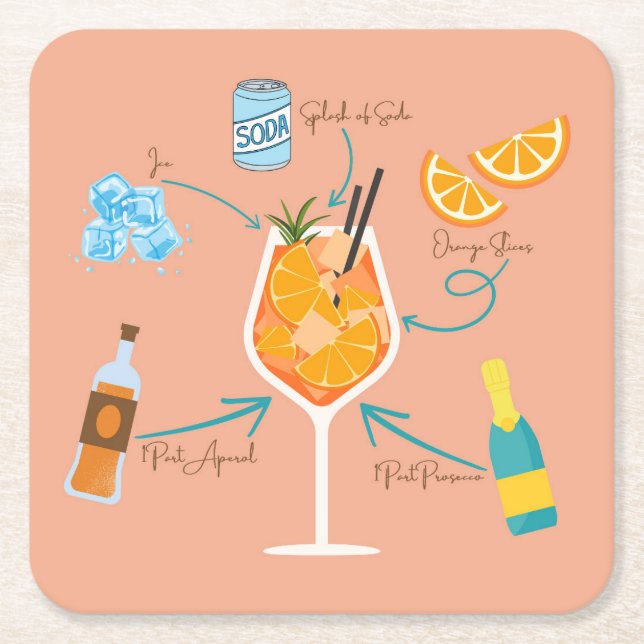 Dessous De Verre Carré Recette Aperol (Devant)