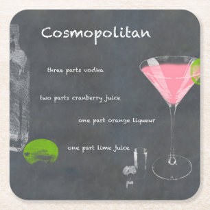 Dessous De Verre Carré Recette Cocktail cosmopolite