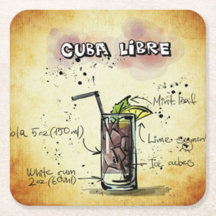 Dessous De Verre Carré Recette de boisson Cuba Libre Bartender