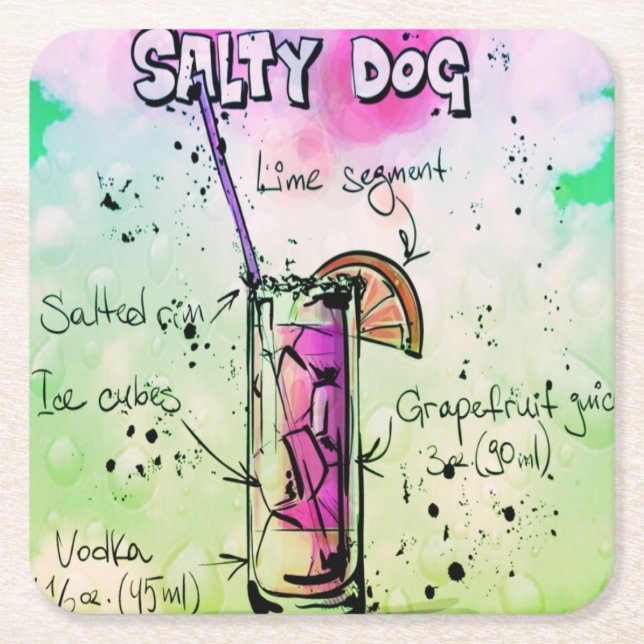 Dessous De Verre Carré Recette de boisson de chien salé (Devant)